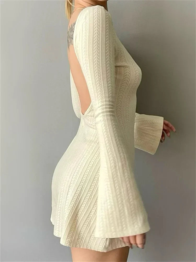 Fit Slim Oneck Solid Party Mini Dresses