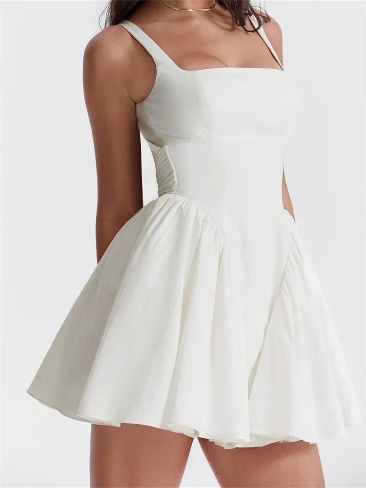 Graceful Backless Spaghetti Strap Aline Mini Dresses