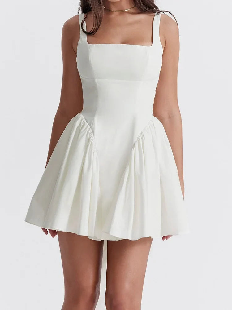 Graceful Backless Spaghetti Strap Aline Mini Dresses