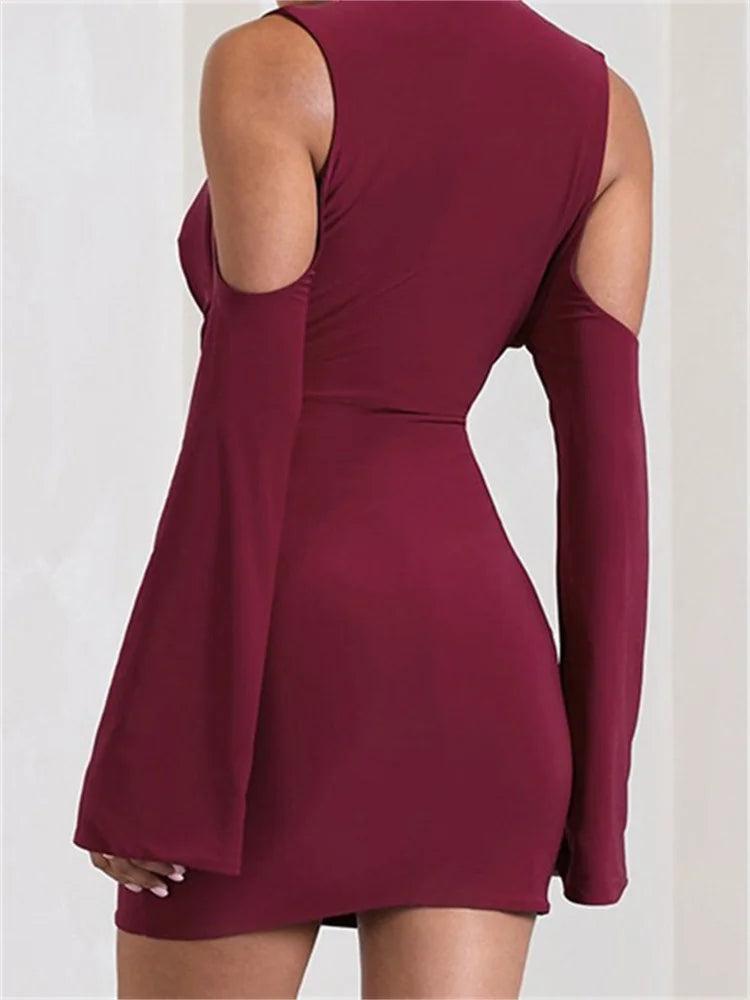 Graceful Front Ruched Vneck Mini Dresses