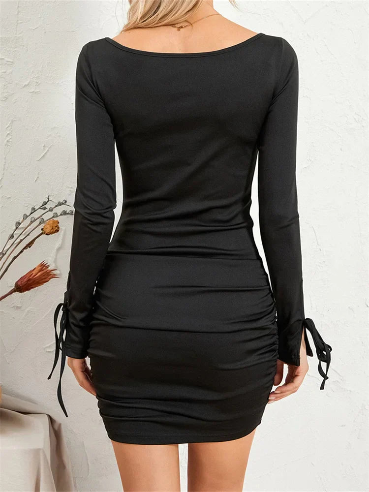 Cut Low Tie Up Slim Fit Cocktail Mini Dresses