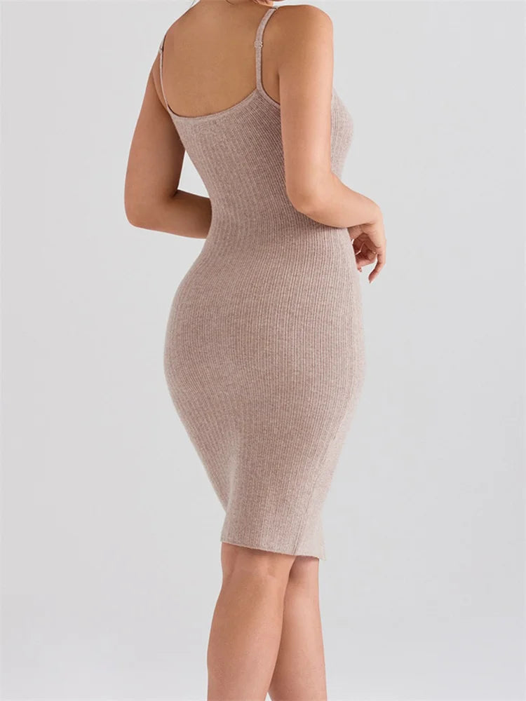 Knitted tylish Low Cut Pencil Mini Dresses