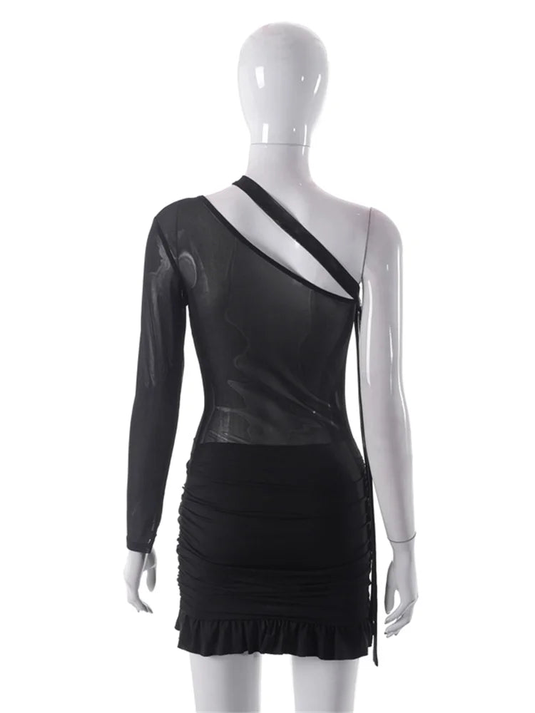 See Sheer Through Long Sleeve Mini Dresses
