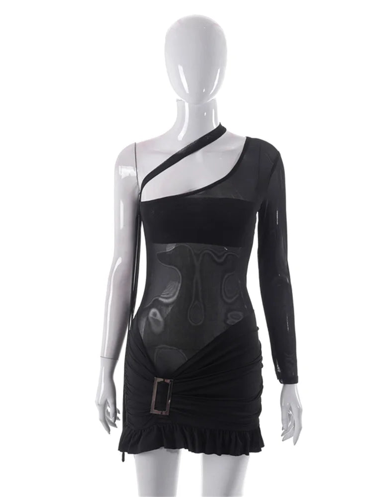 See Sheer Through Long Sleeve Mini Dresses