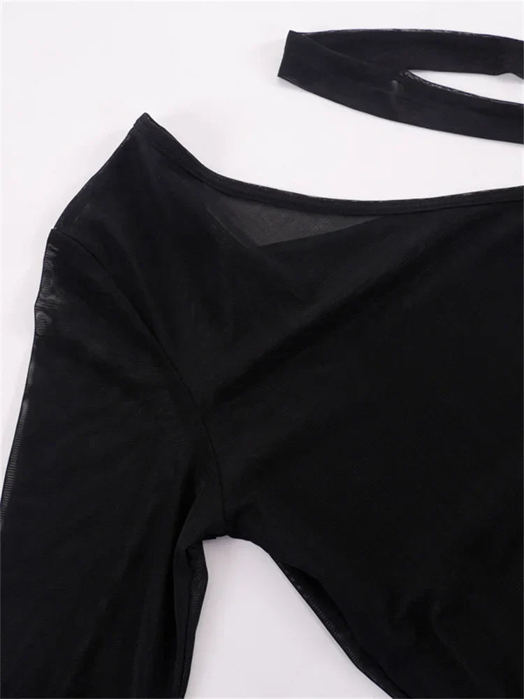 See Sheer Through Long Sleeve Mini Dresses