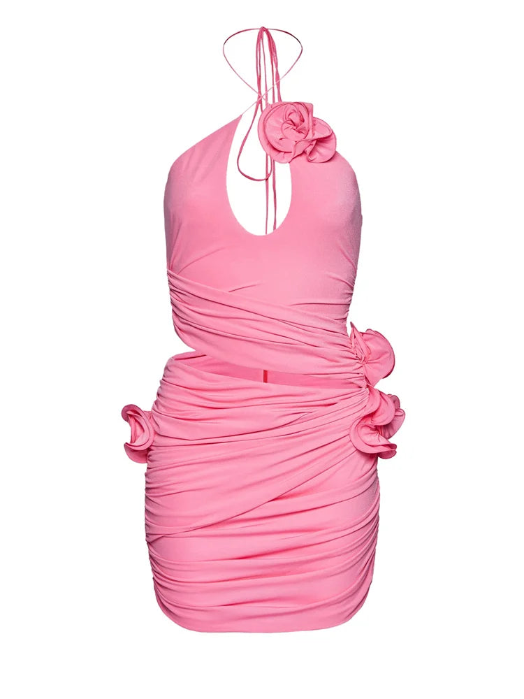 3D Flower Bodycon Mini Dresses