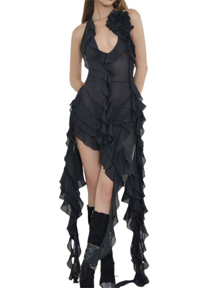 Asymmetrical Trendy Mesh Beach Party Mini Dresses