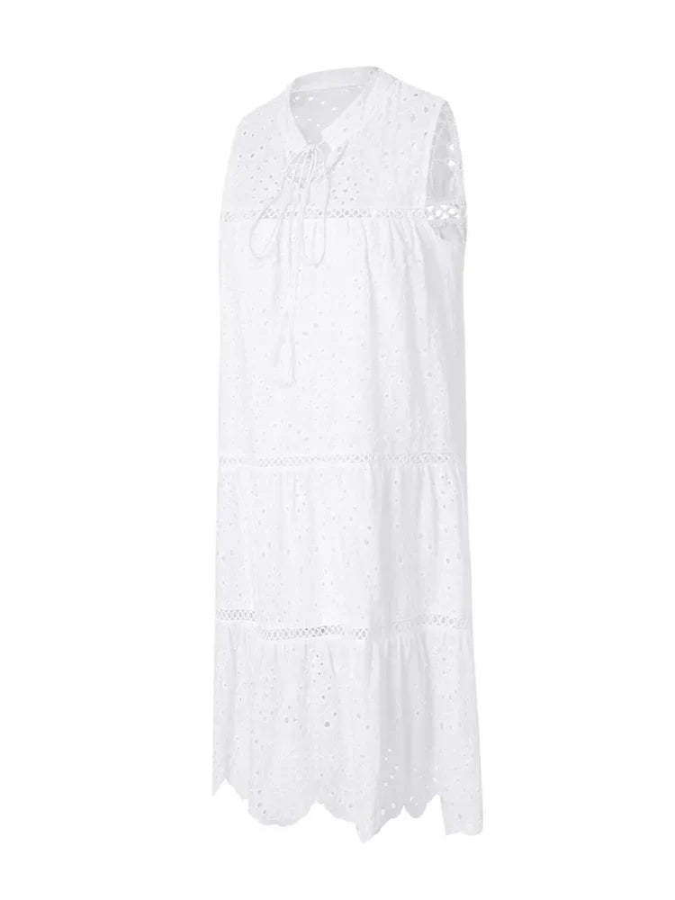 Plain Boho Lace Hollow Out Party Mini Dresses
