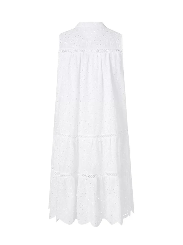 Plain Boho Lace Hollow Out Party Mini Dresses