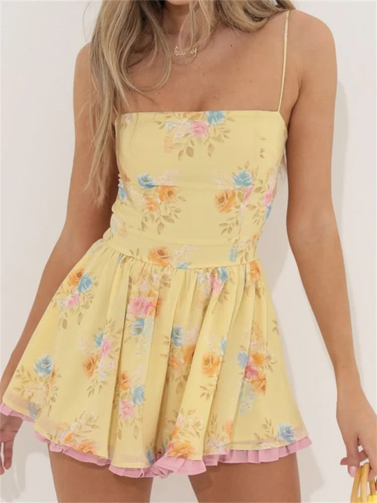 Spaghetti Sleeveless Strap Backless Mini Dresses