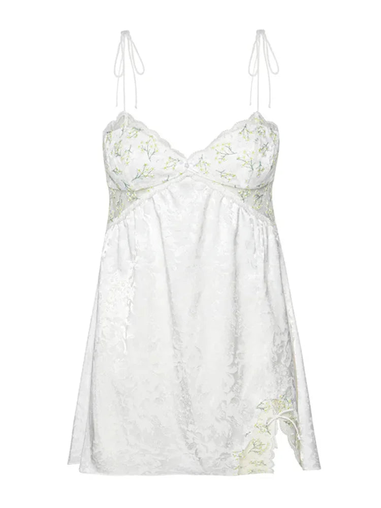 Sleeveless Retro Strap Side Split Mini Dresses