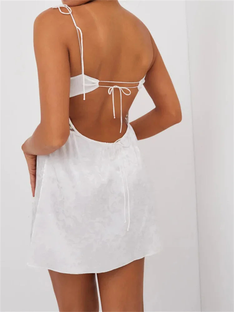 Sleeveless Retro Strap Side Split Mini Dresses