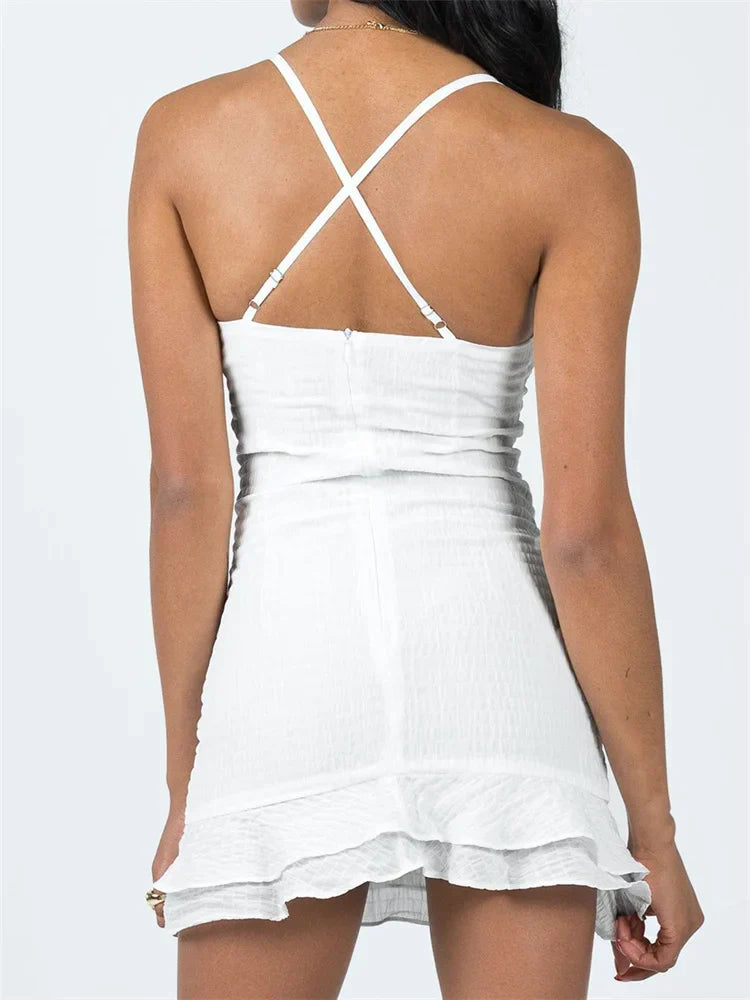 Low Lace Cut Sleeveless Strap Y2K Mini Dresses