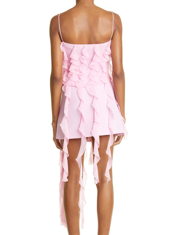Irregular Y2K Hem Ruffles Evening Mini Dresses