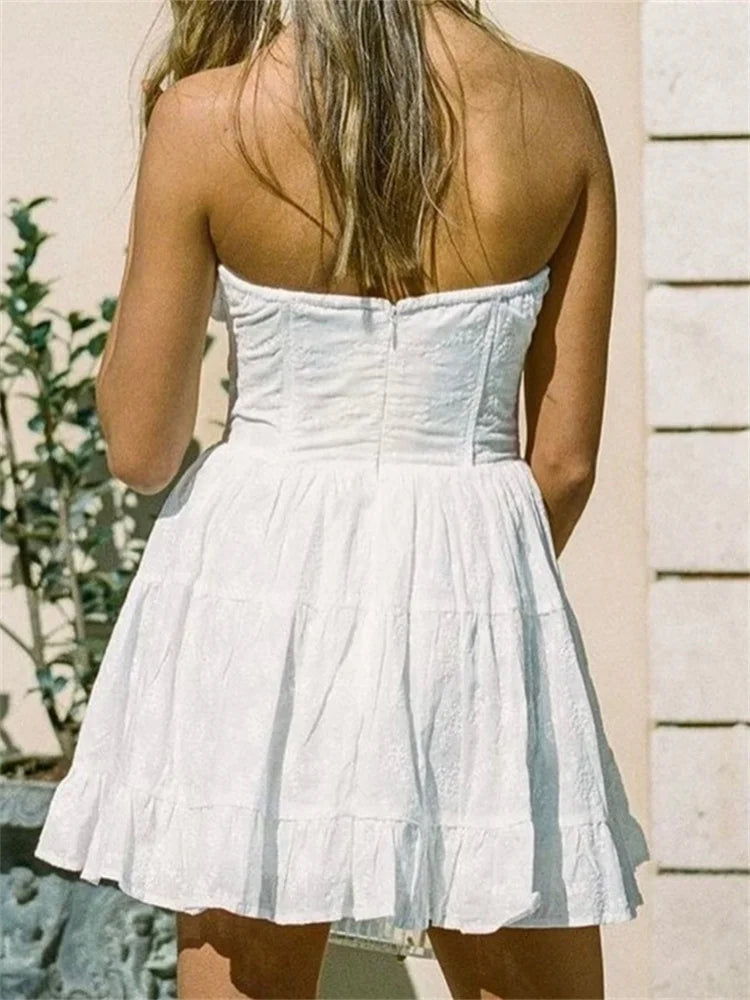 Backless Fashionable TieUp Buttons Mini Dresses