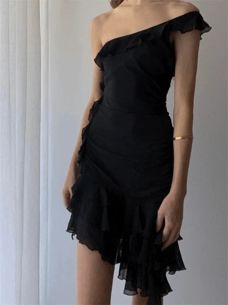 Irregular Sleeveless Hem Party Mini Dresses