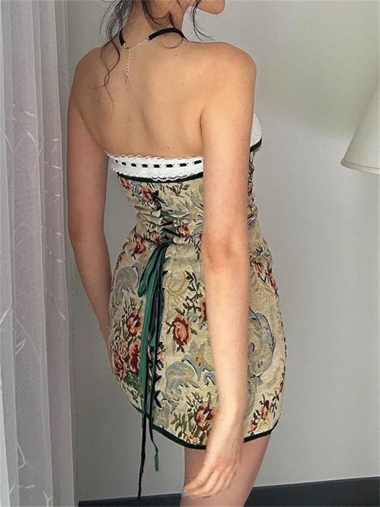Aesthetic 90s Strapless Tube Mini Dresses