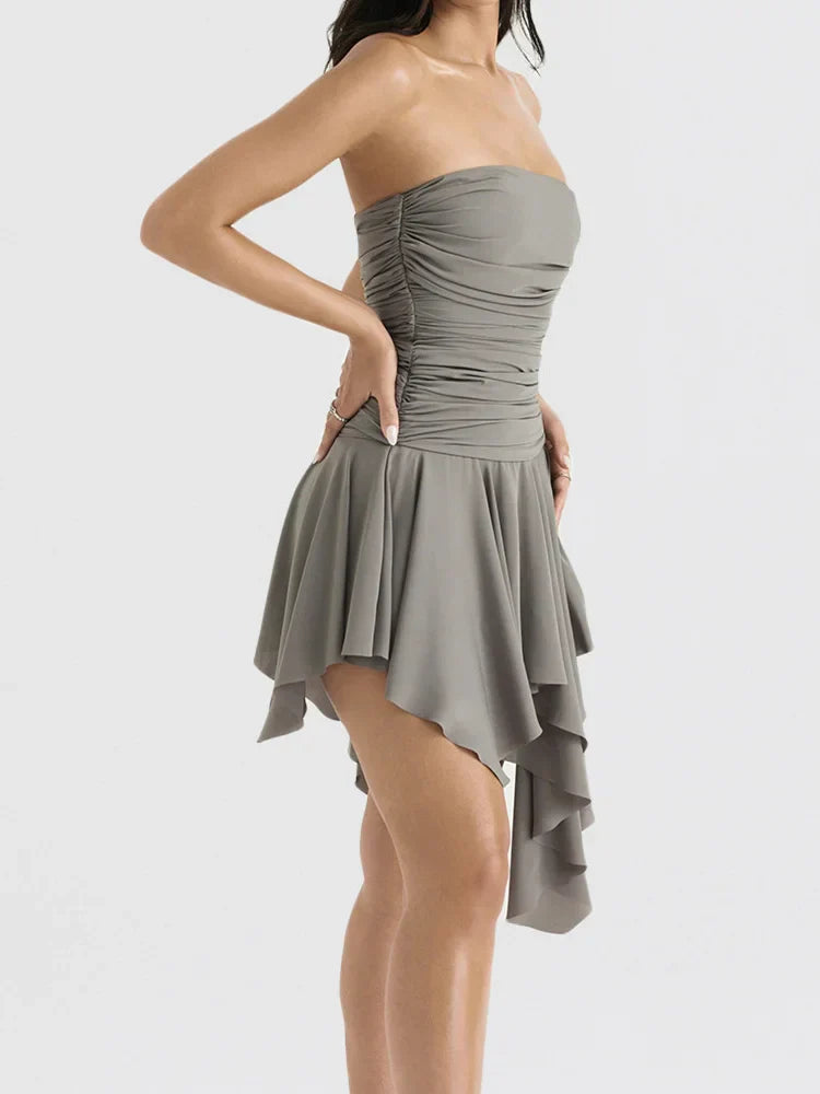 Off Y2K Shoulder Summer Irregular Hem Mini Dresses