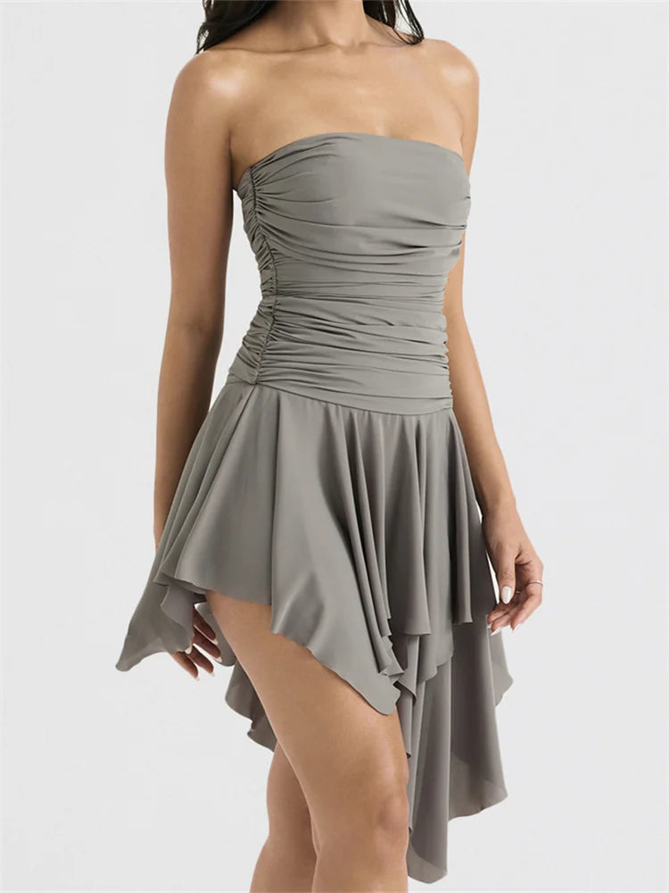 Off Y2K Shoulder Summer Irregular Hem Mini Dresses