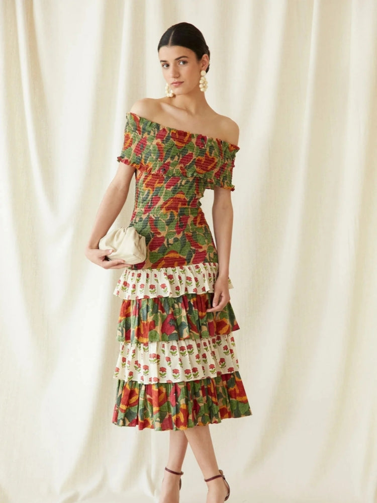 May Multicolor Midi Dress