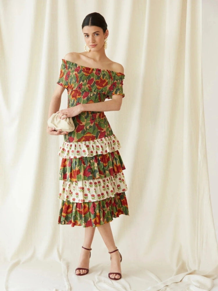 May Multicolor Midi Dress