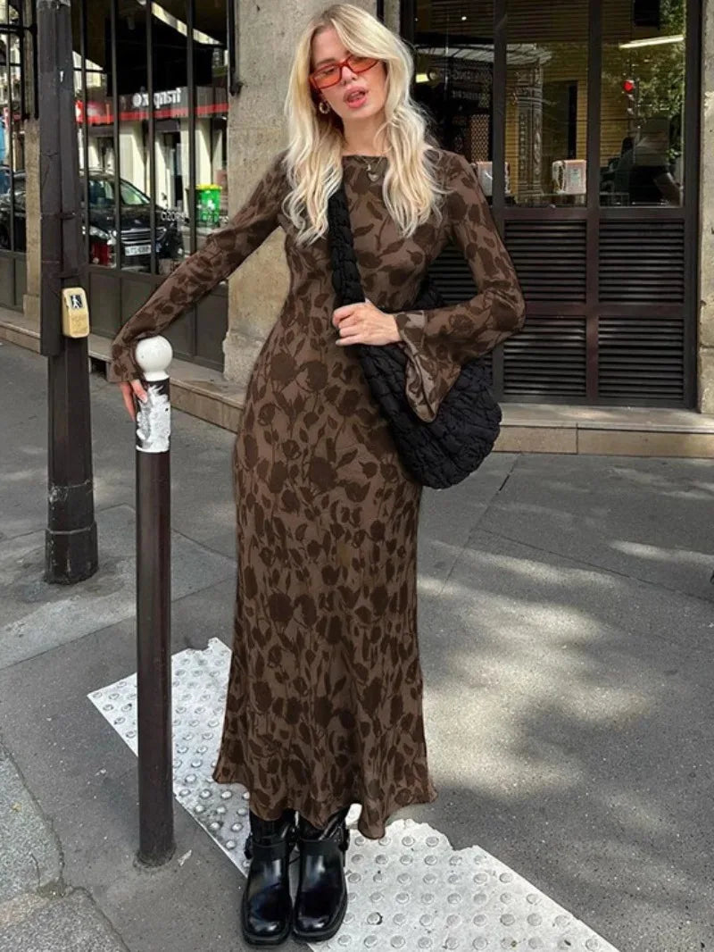 2024 Graceful Oneck High Waist Evening Party Streetwear Maxi Dress