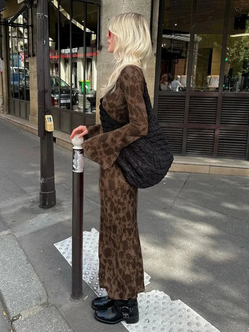 2024 Graceful Oneck High Waist Evening Party Streetwear Maxi Dress