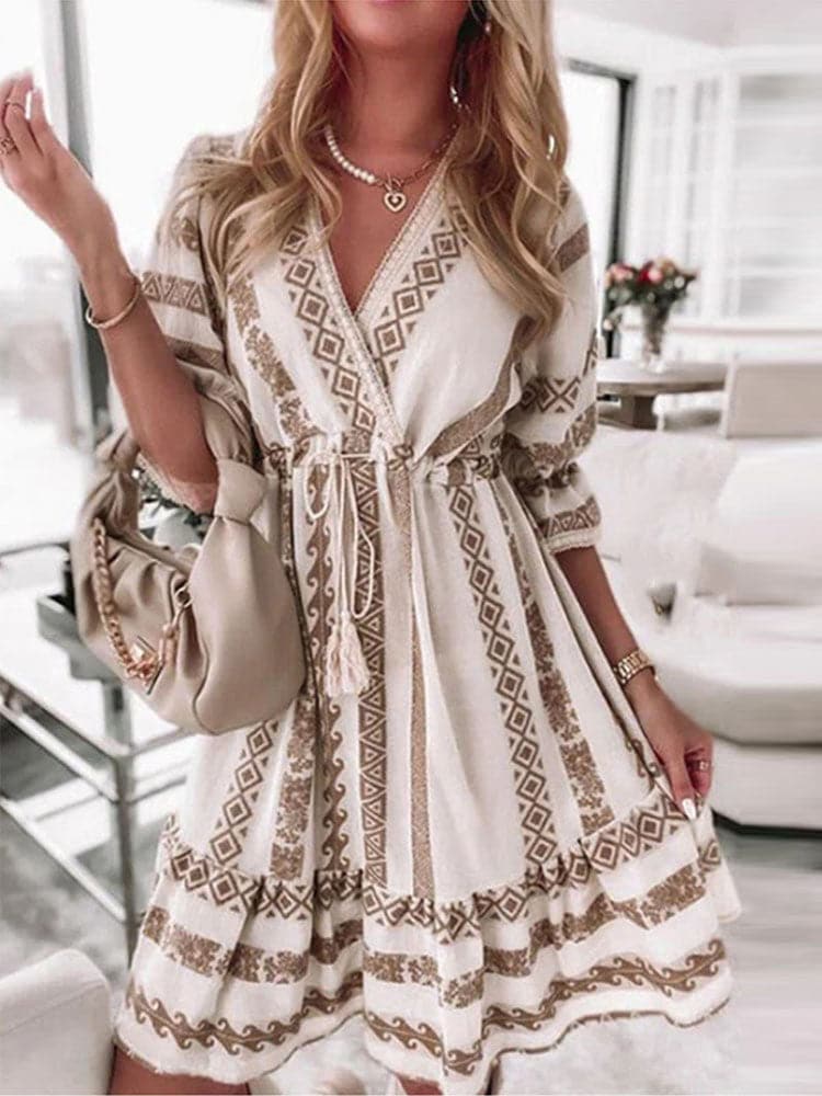 Laidback Rhombus Print Mini Dress