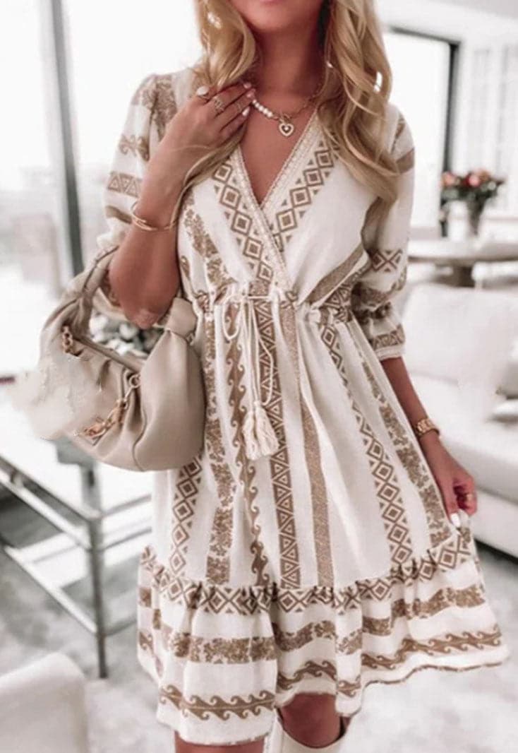 Laidback Rhombus Print Mini Dress