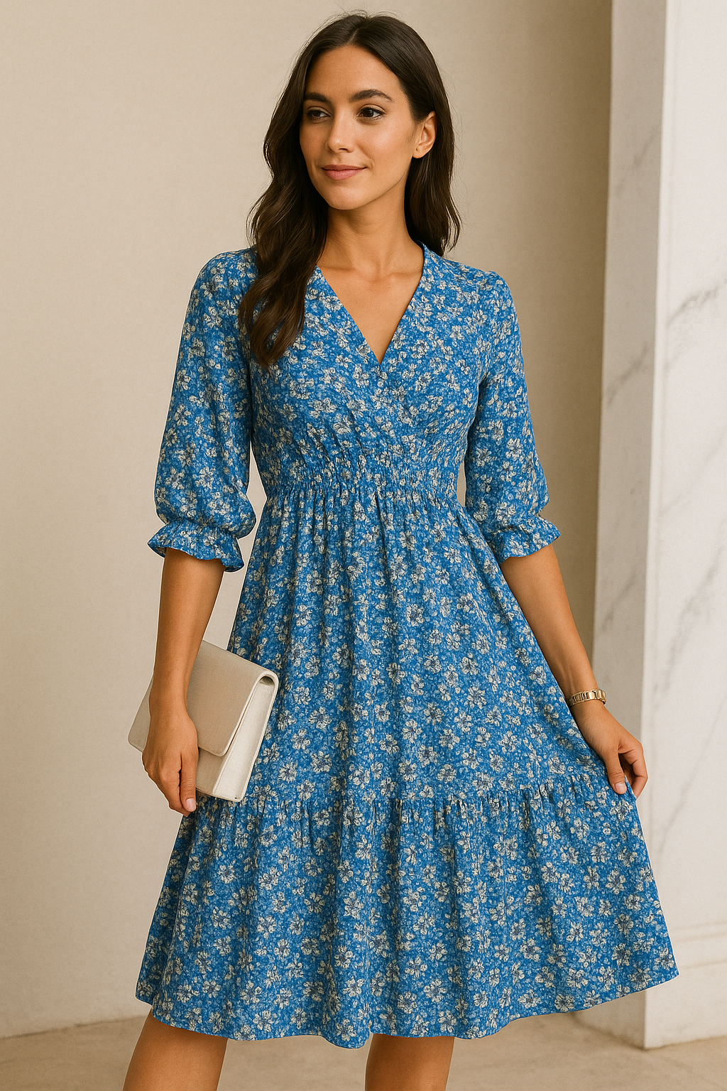 Alexa Premium Women's Casual Botanical Mini Dress Elevated Occasion Wear