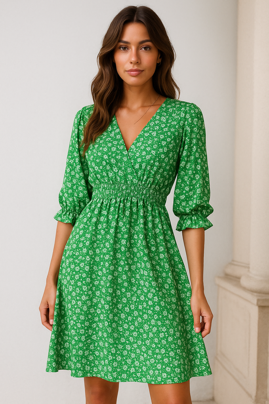 Alexa Premium Women's Casual Botanical Mini Dress Elevated Occasion Wear