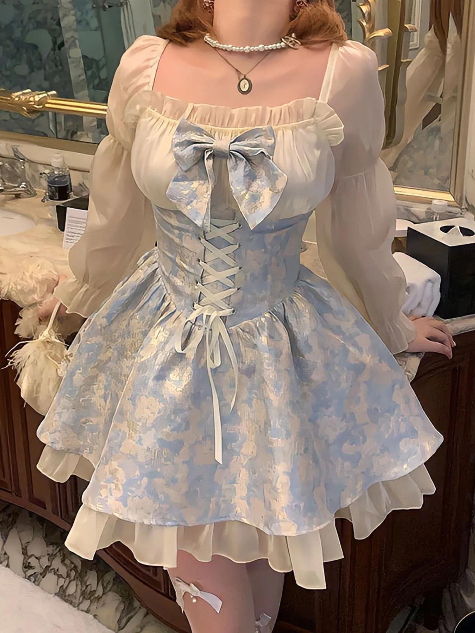 Bow Coquette Princess Mini Dress