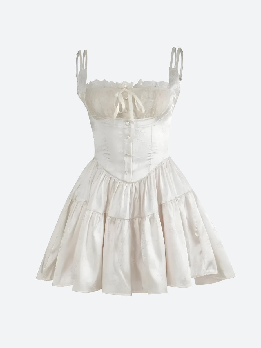 Coquette Bloom Satin Mini Dress