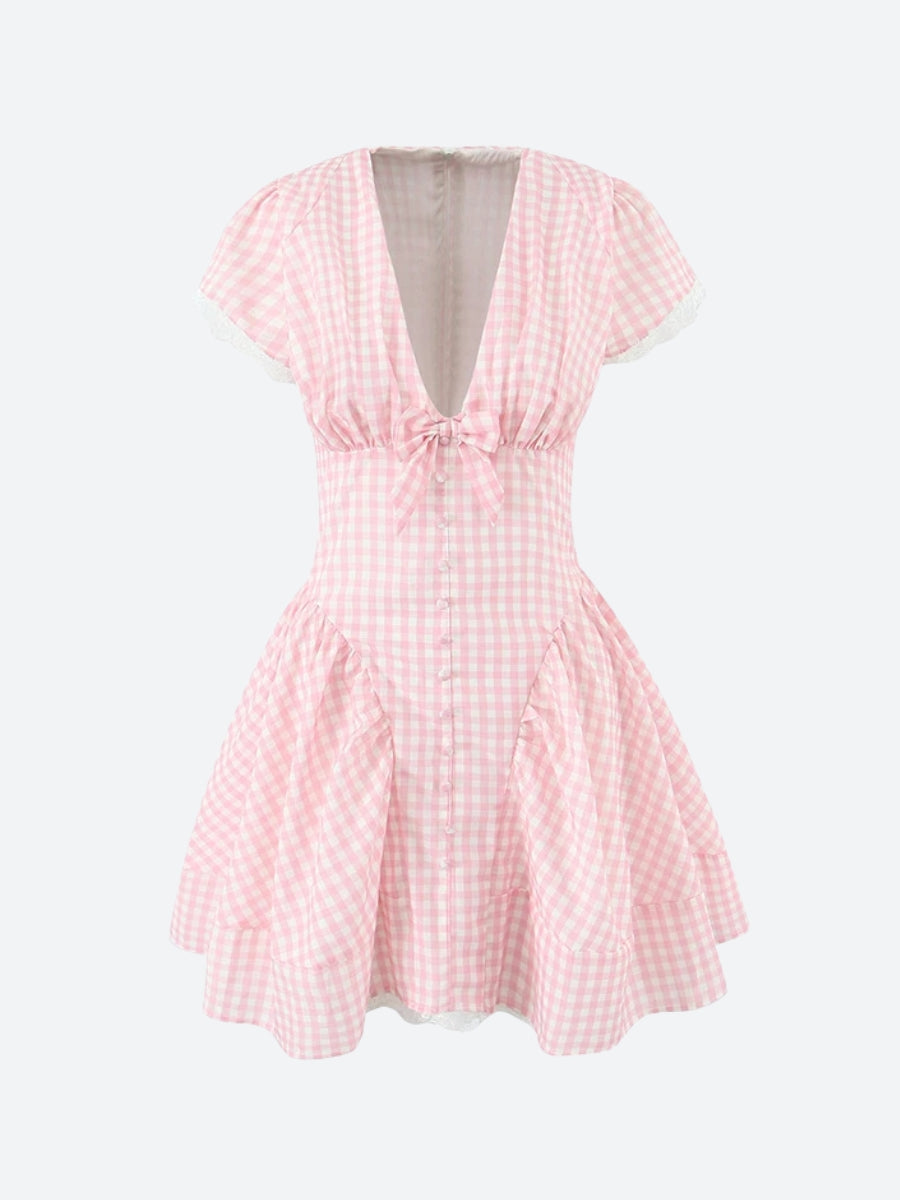 Gingham Coquette Mini Dress