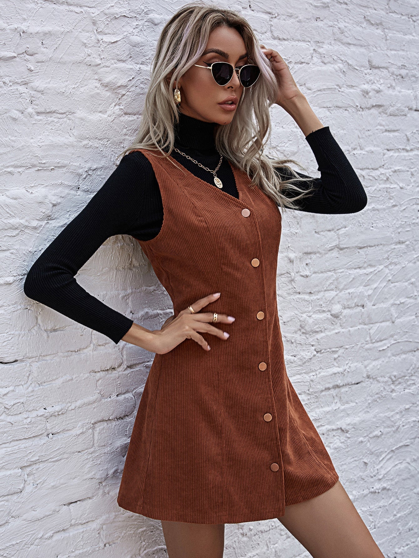 Overall Cord A line Dress