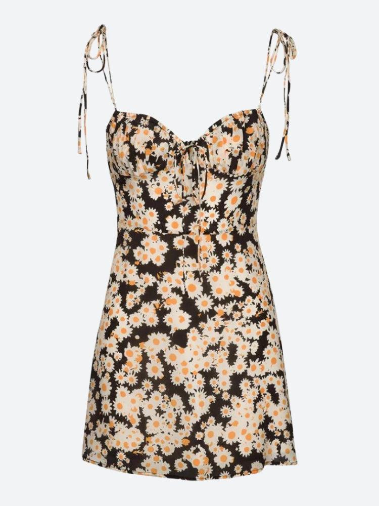 Daisy Cottagecore Tie Strap Mini Dress