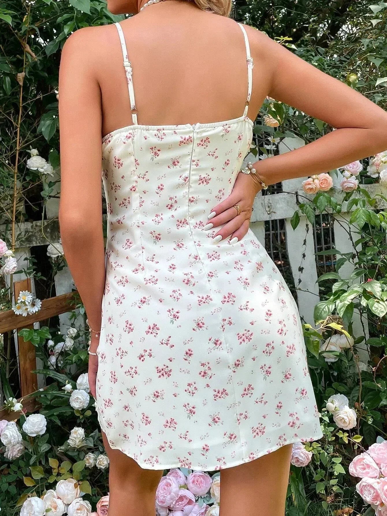 Cottagecore Botanical Ruched Mini Dress