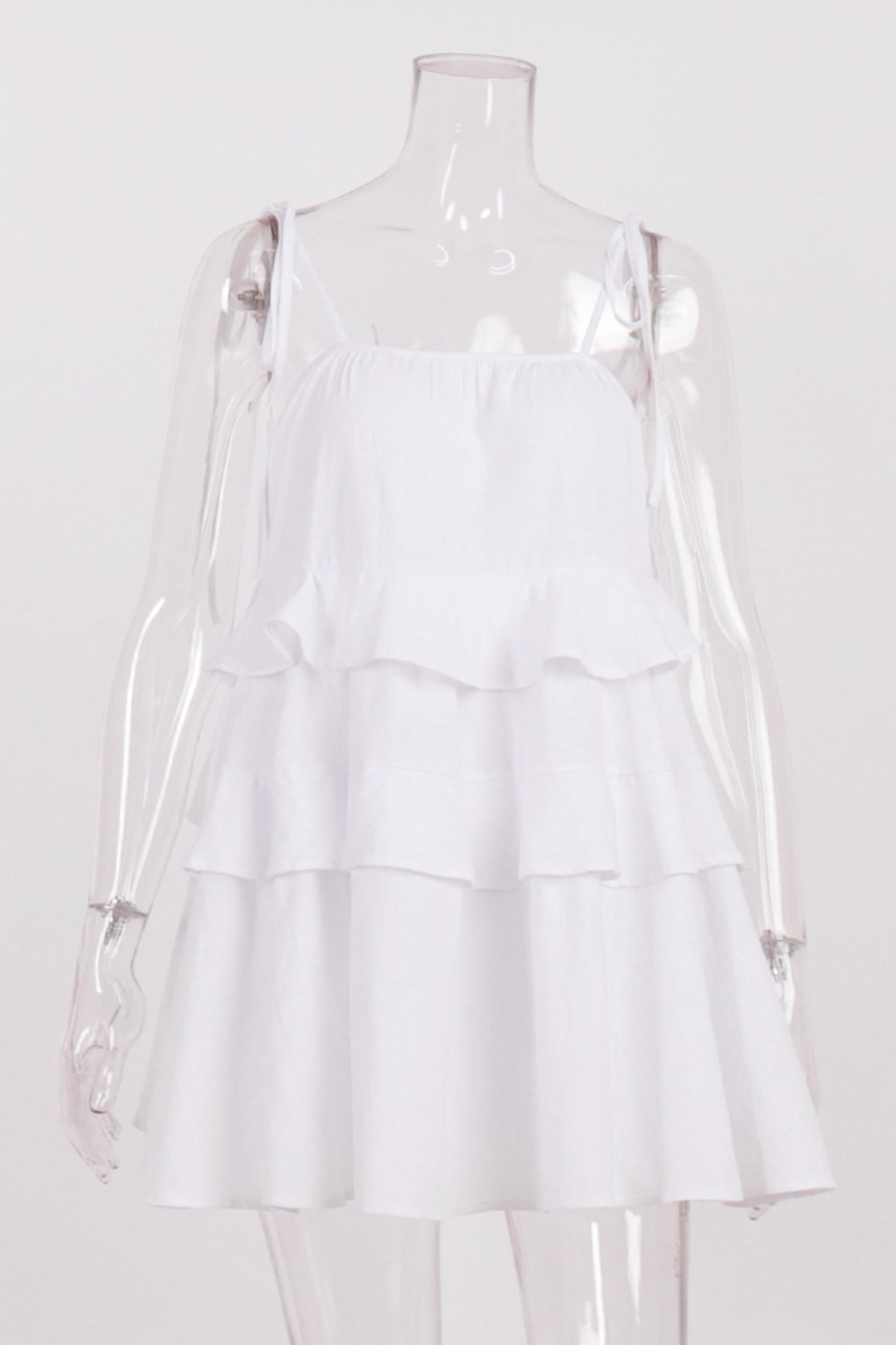 Tie-straps Cotton Tiered Cami Babydoll Dress