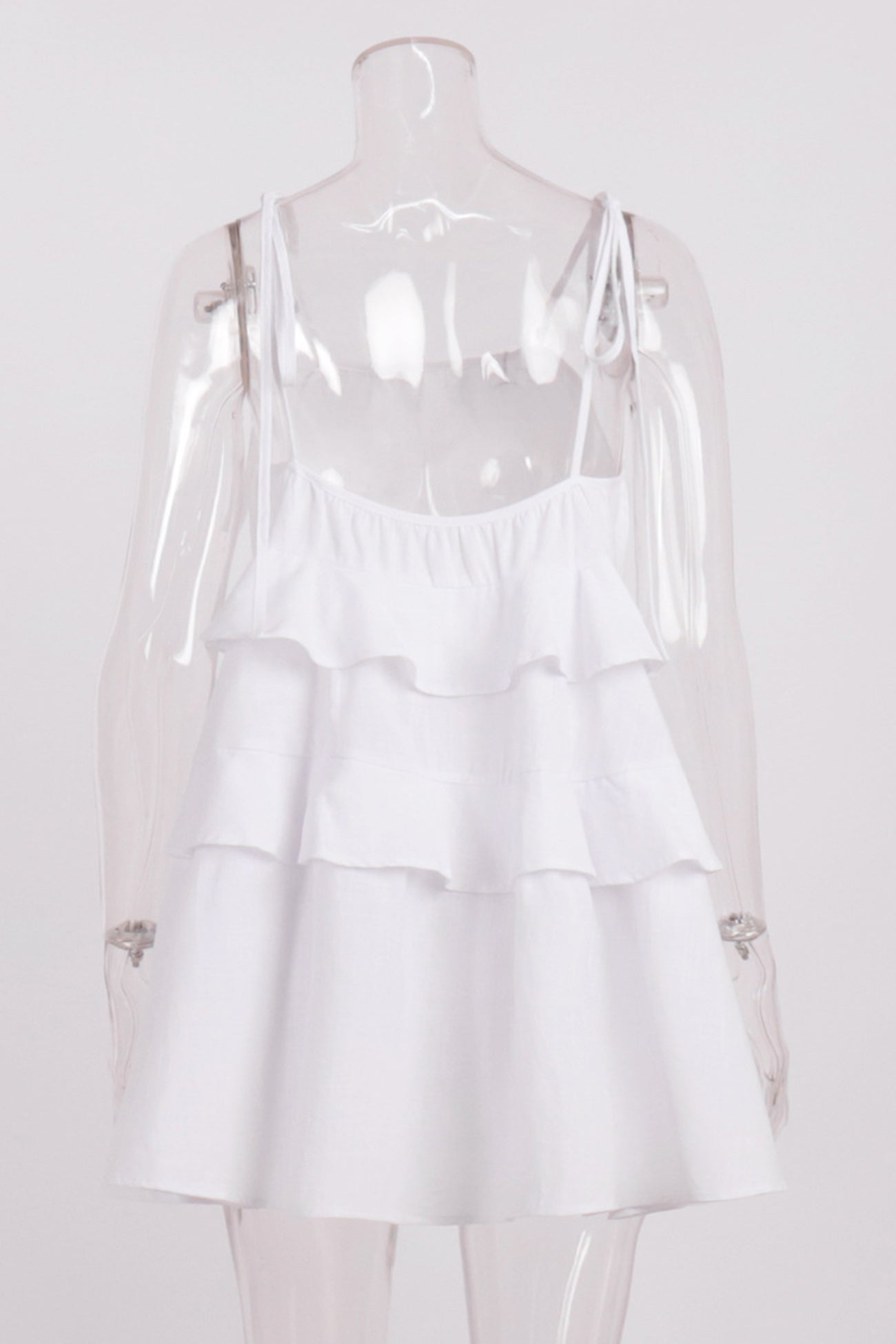 Tie-straps Cotton Tiered Cami Babydoll Dress