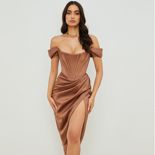 Kissnovaa - Off Shoulder Gown Graceful Backless Sexy Dress