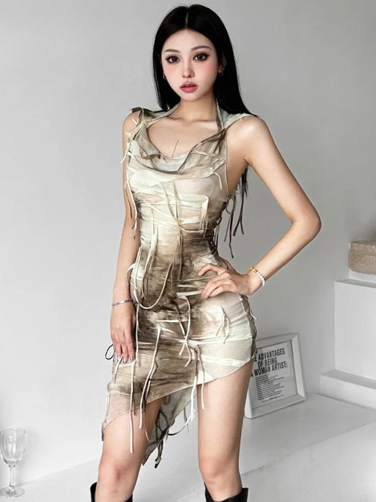 Hooded Cyberpunk Mini Dress