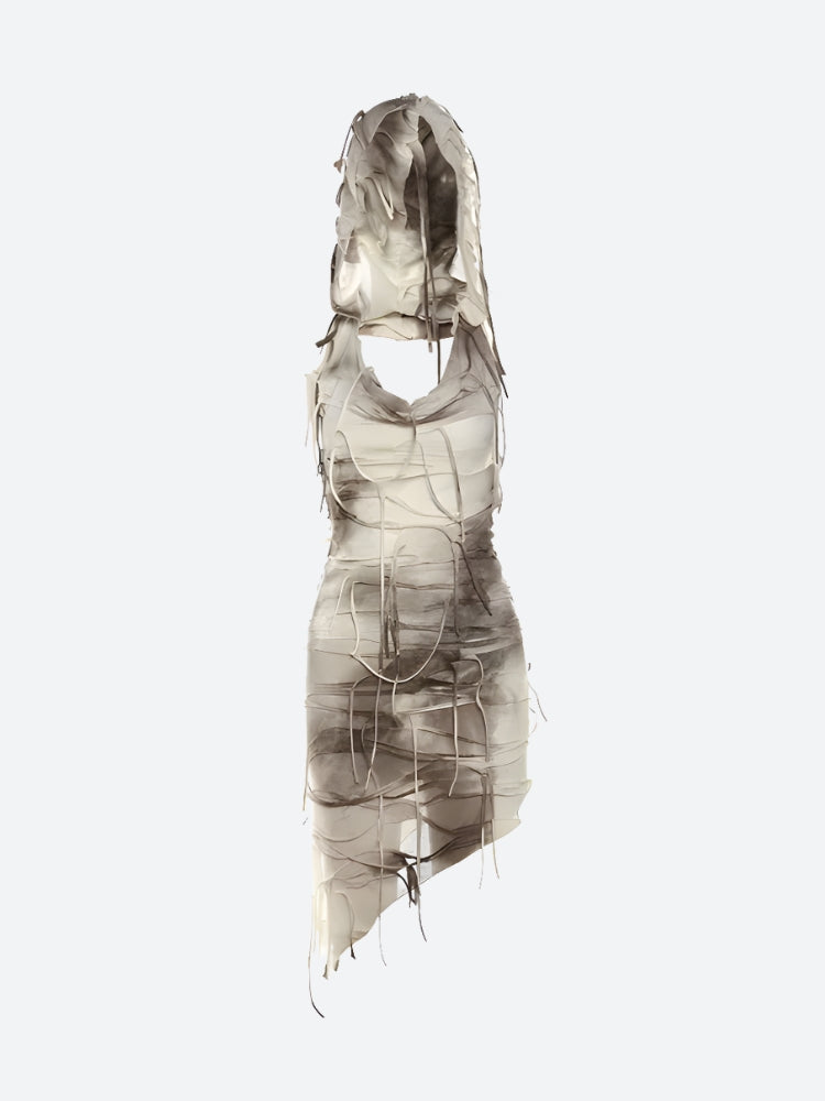 Hooded Cyberpunk Mini Dress