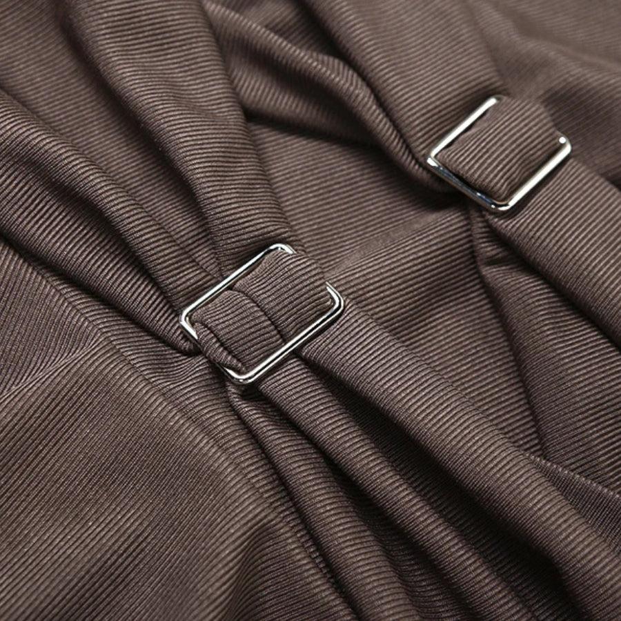 Ruched Cyberpunk Asymmetric Mini Dress