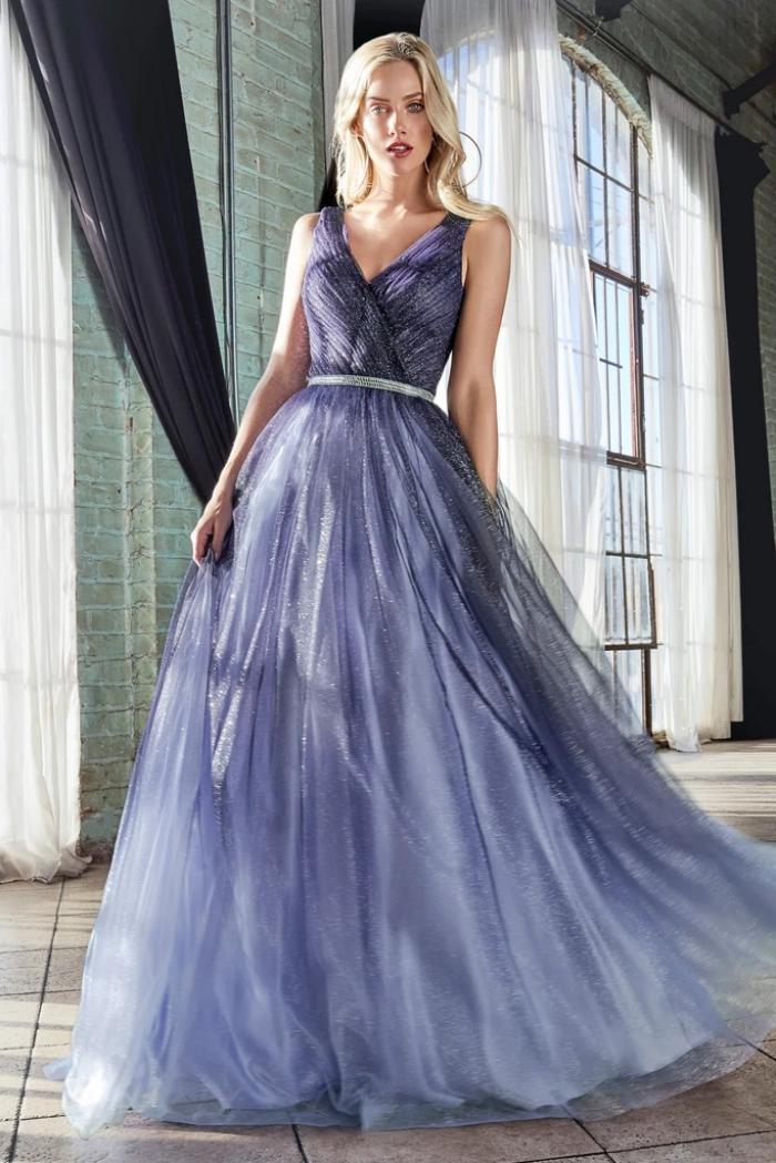Kissnovaa - Deep V-neck Shiny Tulle Cocktail Dresses