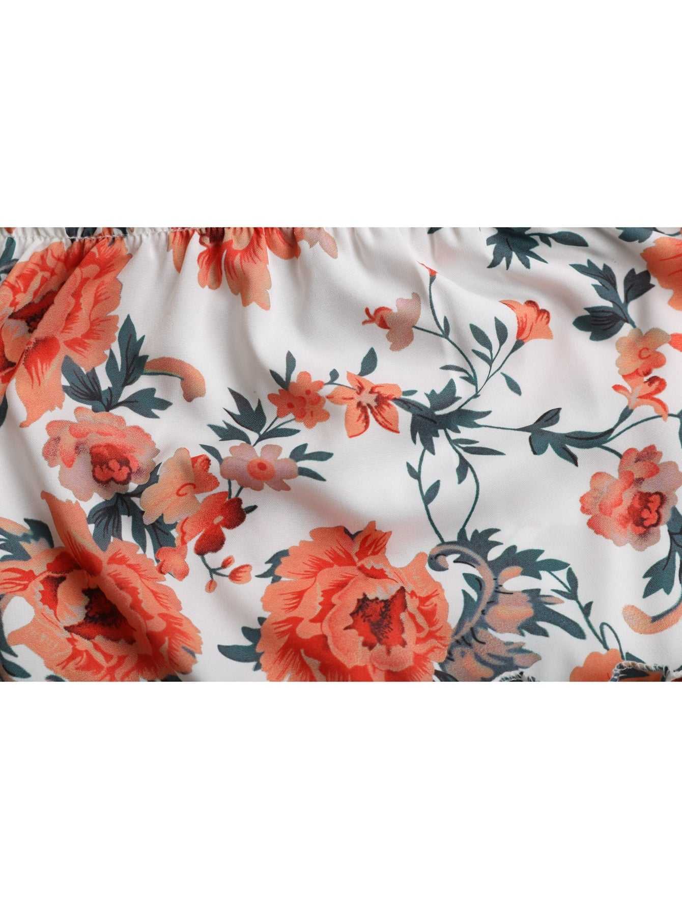 Ditsy Botanical Knot Shoulder Ruffle Hem Dress