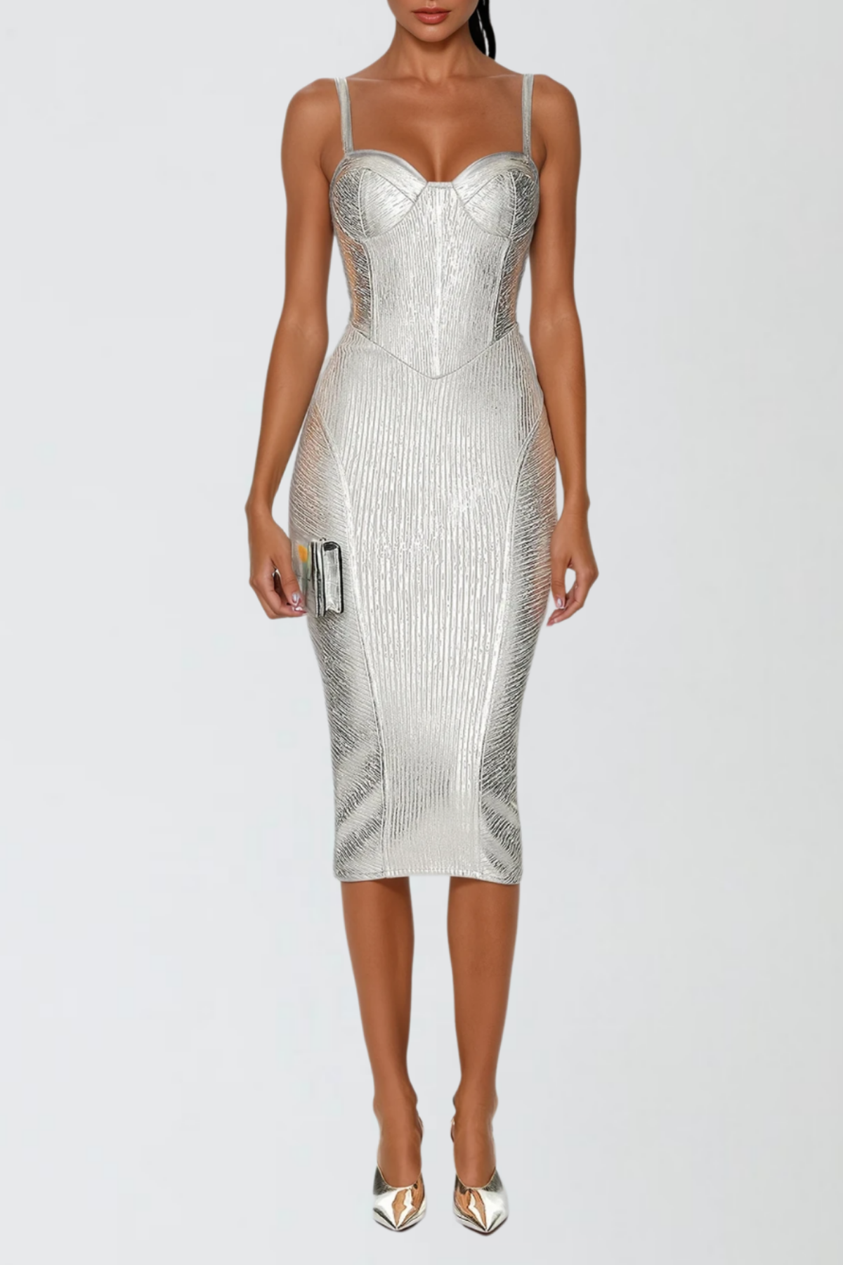 Metallic Doruk Bandage Midi Dress