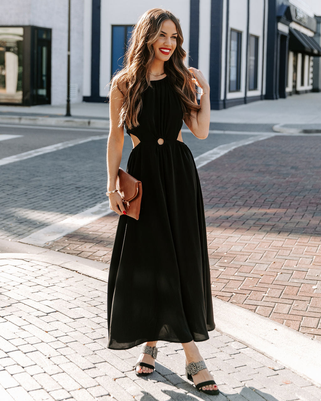 Breeze Bay Cutout Midi Dress Black