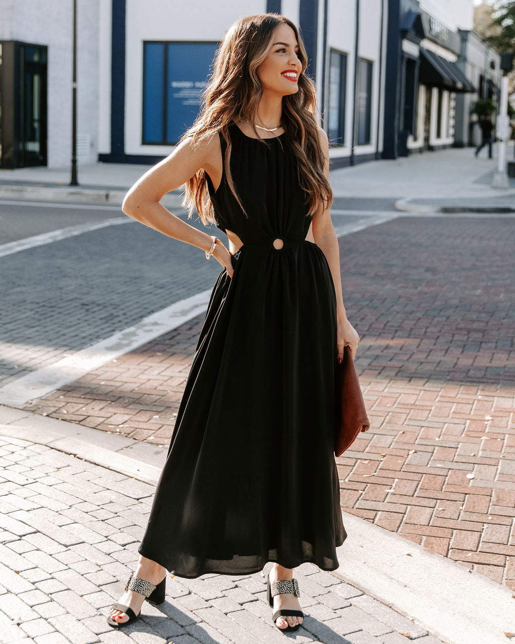 Breeze Bay Cutout Midi Dress Black