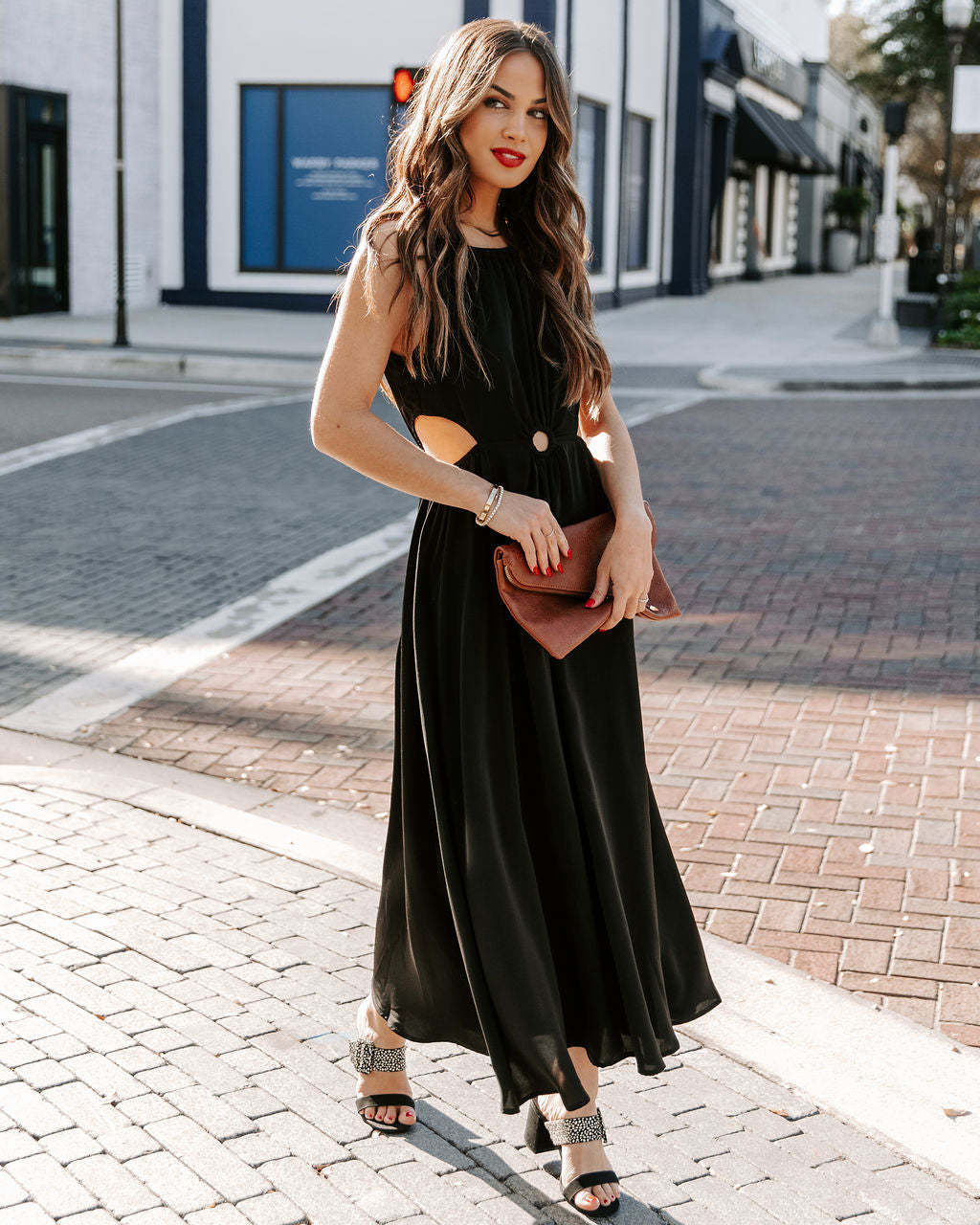 Breeze Bay Cutout Midi Dress Black
