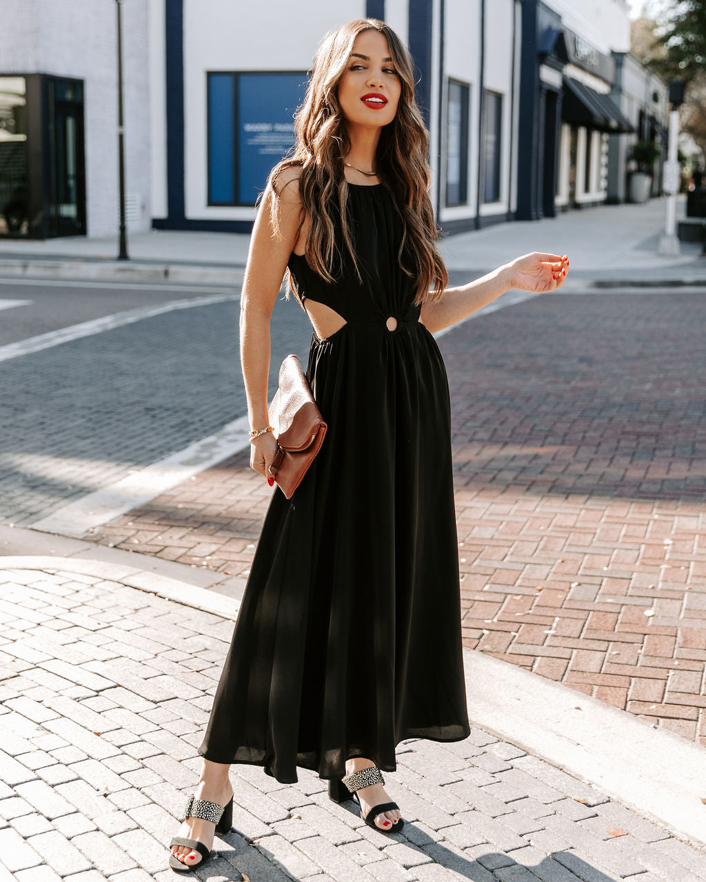 Breeze Bay Cutout Midi Dress Black